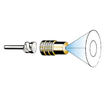 MESTO Messing-Hohlkegeldüse 0,8 mm mit Dralleinsatz, Spritzbild Hohlkegel