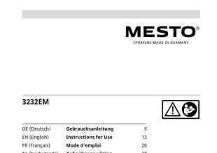 Die Bedienungsanleitung für das Mesto Frucksprühgerät 3232EM FLORI ORGANIC als PDF-Datei zum herunterladen und ausdrucken