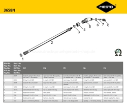 MESTO Spritzrohr 3658N, Explosionszeichnung mit Ersatzteilnummern