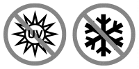 Hinweisbild: Lassen Sie das Gerät nicht unter Druck und/oder in der Sonne stehen. Stellen Sie sicher, dass das Gerät nicht über die maximale Betriebstemperatur erwärmt wird. Schützen Sie das Gerät vor Frost und Ammoniak.